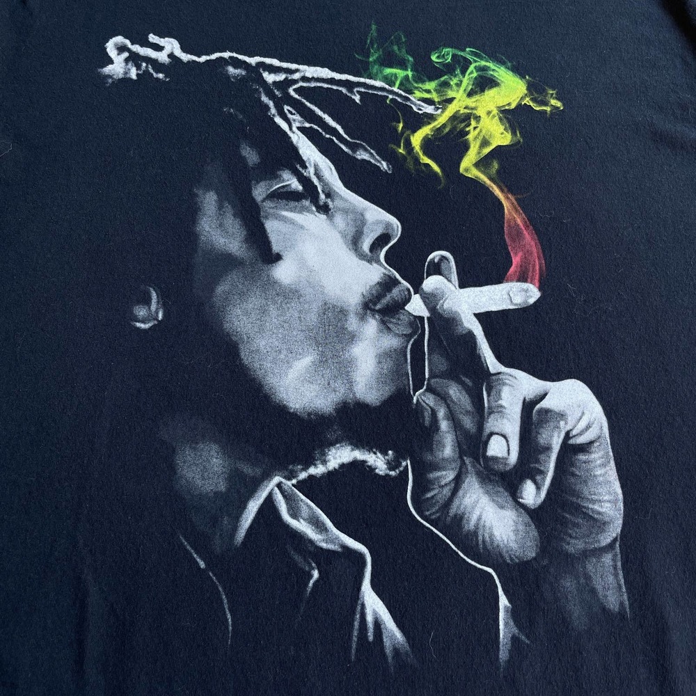 Zion Bob Marley Shirt Adult 2X XXL Black Rasta Smoking Short Sleeve - Picture 3 of 8